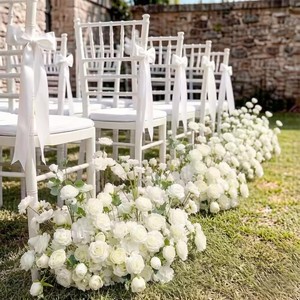 GNW Vendita all'Ingrosso Decorazione Floreale Realistica per Corridoio Nuziale Fiori Artificiali Verdi e Bianchi per Passaggio Nuziale - Product Image 4