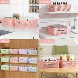 Square-shaped Modern Design PP Plastic <b>Toy</b> and Food Storage <b>Basket</b> with Cover Multifunctional Office Organizer - Product Image 3