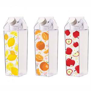 Bouteille d'eau en plastique acrylique transparent à double paroi, sans BPA, réutilisable, portable, étanche, en forme de carton de lait, pour jus et lait - Product Image 3