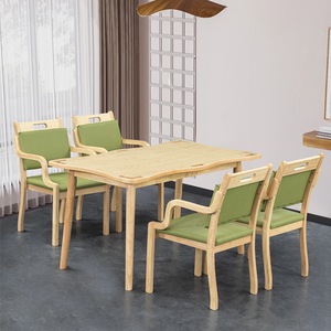<b>Solid</b> <b>Wood</b> <b>Dining</b> <b>Table</b> And Chair Set Square Shape For Elderly Care And Restaurant Use Adult Target - Product Image 1