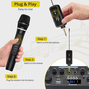 Sistema <span class=keywords><strong>de</strong></span> Micrófono Inalámbrico UHF con Control <span class=keywords><strong>de</strong></span> Volumen/Agudos/Bajos/Echo, Micrófono Dinámico <span class=keywords><strong>de</strong></span> Mano Dual con <span class=keywords><strong>Receptor</strong></span> <span class=keywords><strong>para</strong></span> Karaoke - Product Image 3