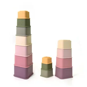 Wholesale Stock Baby Stacking Toy With Stock Bpa Free Cups Silicone Stacking Toy Educational Toy For Kids