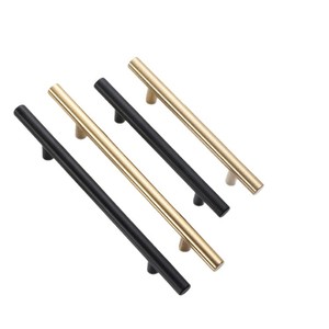 Modern Minimalist Aluminum Alloy Cabinet Handles Bar Shape Electroplated Gold And <b>Black</b> For Drawer Wardrobe Doors - Product Image 3