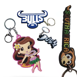 Wholesale 2D Cute Anime Cartoon Soft PVC Rubber Keychain Designer Custom Logo Promotional Carabiners Manufactured Model Keychain