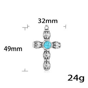 Stainless Steel <b>Cross</b> Pendant With Blue Eye Inlay Geometric Design For Men And Women Gift Jewelry 19031 - Product Image 4