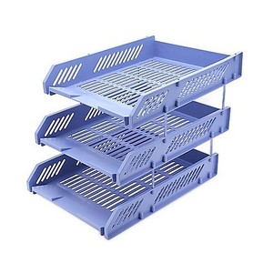 HALO 3-4 Tier <b>Plastic</b> File Organizer Document Tray Stackable Paper Storage Rack with Metal <b>Rod</b> for Office Desk Home School - Product Image 2
