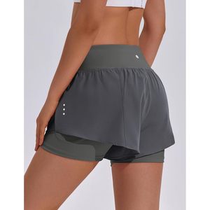Pantalones Cortos Deportivos 2 en 1 FOXA para Mujer, Cintura Alta, para Correr, Gimnasio, Entrenamiento, con Bolsillos Laterales, Ajustados, de Poliéster Sólido - Product Image 4