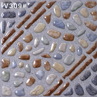 Antidérapant motif pavé émaillé poli carreaux de sol en céramique pour salle de bain 300x300mm