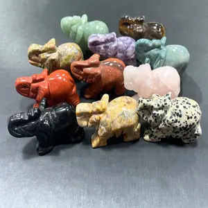 Elefante de jade Natural de obsidiana, animales tallados de cristal, amatista de ensueño, regalo curativo, venta al por mayor