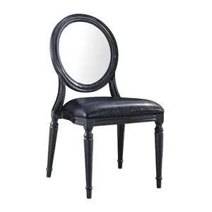 Chaise Louis de salle à manger en Aluminium noir empilable, vente d'usine
