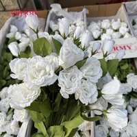Bunga Lisianthus Putih Real Touch DC367, Bunga Tiruan Tangkai Tunggal Eustoma Buatan untuk Buket Pernikahan dan Rangkaian Bunga
