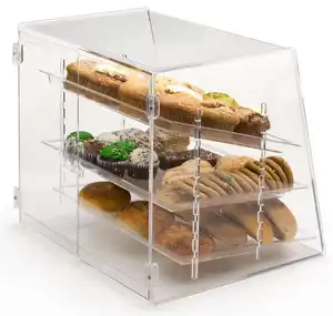 2022 akrilik gıda saklama kutusu ekmek çerez kek donut vitrin fırın kek mağaza özel şeffaf pencere kutusu
