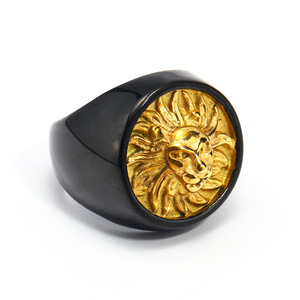 Anello da Uomo con <span class=keywords><strong>Testa</strong></span> di <span class=keywords><strong>Leone</strong></span>, Incisione di Precisione, Lucidatura, Anelli Hiphop per Matrimonio e Fidanzamento in Acciaio Inossidabile 316L con Zinco Nero - Product Image 5