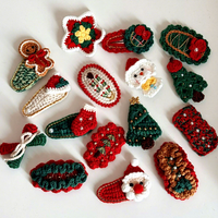 Barrettes de Noël fantaisie en gros DD – Pinces à cheveux au crochet rouges et vertes pour filles et enfants – Accessoires capillaires de Noël
