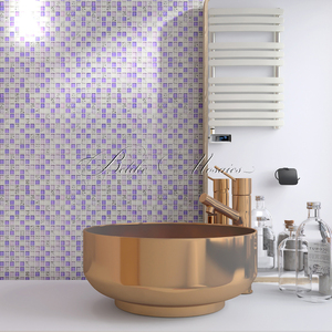 Mosaïques élégantes et modernes en verre violet pour la décoration intérieure Carreaux muraux pour hôtel Back Splash Mediterranean for Bathroom Kitchen - Product Image 4