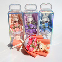 Bouquet de roses en forme de lapin en gros, fleurs de savon gaufrées, cadeau pour la Saint-Valentin, le Qixi Festival, les meilleurs amis, les anniversaires de filles