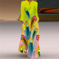 Robe d'été décontractée à col en V pour femmes africaines, grande taille, robes de printemps et d'automne à la mode