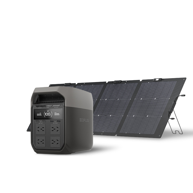 EcoFlow DELTA 3+220W Solar Panels Portable Power Station with MPPT Controller External Battery Pure Sine Wave Inverter