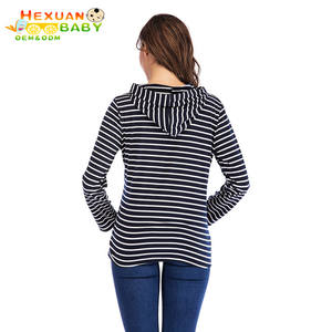 Las mujeres mamá embarazada enfermería maternidad manga larga rayas Tops blusa <span class=keywords><strong>ropa</strong></span> de alimentación de lactancia Top Sudadera con capucha - Product Image 2
