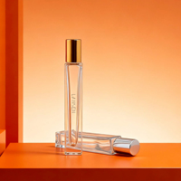 Flacon roll-on de luxe 10 ml en verre carré, vide, transparent, rectangulaire, pour parfum, avec bouchon or/argent, logo personnalisé