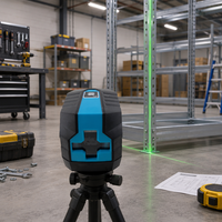 Niveau laser vert portable de qualité industrielle KMD PRG2L avec trépied, 2 lignes (horizontales et verticales), auto-nivelant électronique