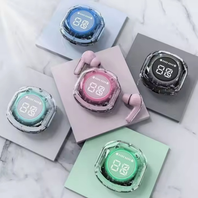 Wireless On-ear Earbuds Digital Display Mecha Style Air39 Sports Headphones IPX-6 Waterproof 3-5 Hours Playtime Volume Control
