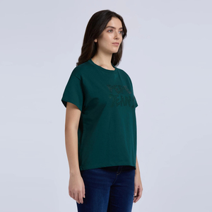 Camiseta de algodón de verano para mujer con cuello redondo y apliques, manga corta, para fitness y gimnasio, de alta calidad, ajuste regular. - Product Image 5