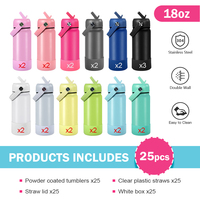 Bouteille d'eau en acier inoxydable de 18 oz, anti-fuite, sans BPA, pour la salle de sport, les activités de plein air, avec paille, garde l'eau chaude ou froide