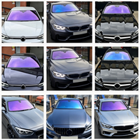 Film solaire pour vitres de voiture en céramique nano, effet caméléon bleu clair, rouge glacé éblouissant, 1,52*30M, 80% VLT