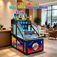 Machine d'arcade de lancer de balles Crazy Clown à monnayeur avec distribution de tickets, structure métal-plastique, en promotion, pour parc d'attractions intérieur