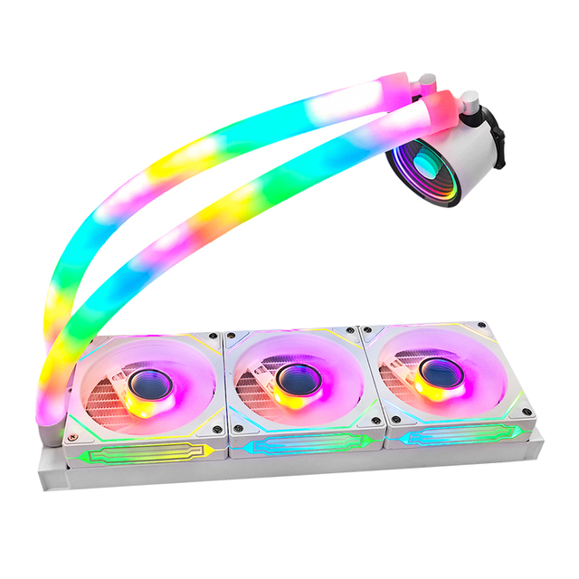 New Popular 360mm AIO Liquid Full Spectrum LED Fluid Bearing Copper Aluminum Heatsink RGB Syncable DIY Quiet CPU Cooler