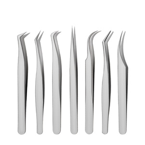 Stainless Steel Eyelash Tweezers Precision Tip For False Lashes And Eyebrow Trimming Manual Shape Origin Yangjiang - Product Image 3