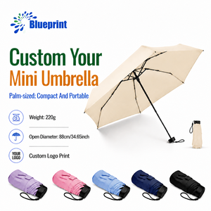 Paraguas Plegable Mini Ultra Ligero de Viaje para Mujer, con Estuche, Diseño Lindo de Niñas, Personalizable, Plegable en 6 Secciones, para Protección Solar, Venta al por Mayor - Product Image 1