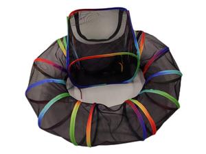 <span class=keywords><strong>Cage</strong></span> pour animaux de compagnie carrée 2 en 1 avec tunnel de type U Facile à ouvrir et à plier Filet en maille coloré pour chat et chien Fermeture à glissière Plateau en plastique - Product Image 4