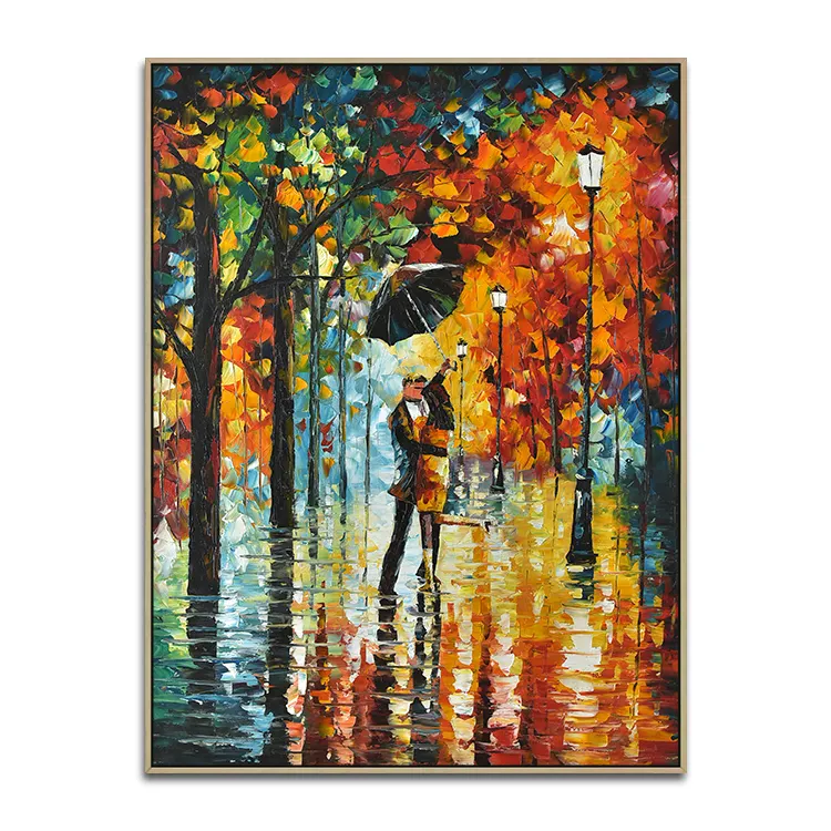 Handmade Knife Palette Artwork Picture 3D Acrylic Wall Art Home Decoration Night Scenery Romantic Canvas Painting