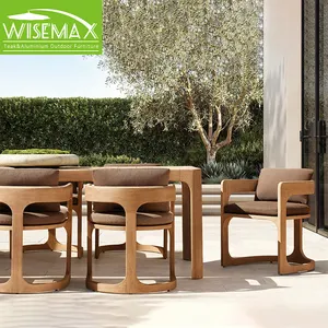 WISEMAX FURNITURE All Weather Teak Wood Long Center Table Outdoor Furniture Durable Garden Dining Table Sets 10 Seats For Villa