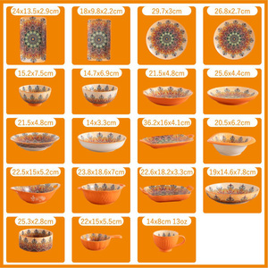 Bohemian Style Fancy Pratos Stoneware Dinner <b>Set</b> Colorful Ceramic Tableware Custom Printed Plate and Dishes - Product Image 2