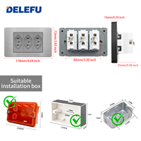 DELEFU Enchufe USB de Acero Inoxidable Gris Duradero Tipo 10A/20A Modelo Brasileño 118 con Carga Rápida Tipo-C de 20W