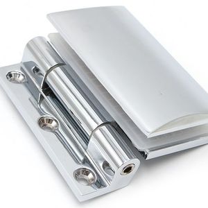 Bisagras de acero inoxidable para puerta de ducha de vidrio sin marco, clip curvo de 90 grados, acabado ligero, diseño minimalista duradero - Product Image 1