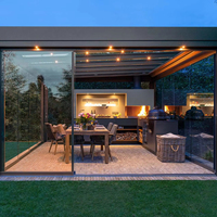 Ensemble de cuisine extérieure de grande taille Vermonhouzz Professional, système d'armoires en acier inoxydable laqué avec îlot barbecue et évier