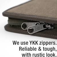 Elegante Funda de Lona Encerada A5 para Agenda con Cremallera YKK y Asa, para Cuaderno Moleskine, Libreta de Bocetos, con Portaplumas