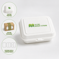 Boîte alimentaire minimaliste en bagasse compostable et jetable de 9*6 pouces, sans PFAS, micro-ondable, pour la restauration rapide (vente en gros)