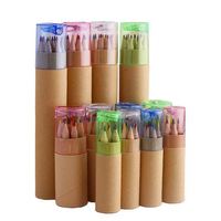 Juego de Lápices de Colores de Madera Ecológicos Personalizados al por Mayor, de Alta Calidad, con Sacapuntas Impreso en Serigrafía, en Caja de Tubo Largo Mini de 6/12 Piezas