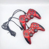 Manette de jeu filaire USB pour deux joueurs avec vibration, design transparent et coloré, pour PC, console de jeu, accessoire joystick