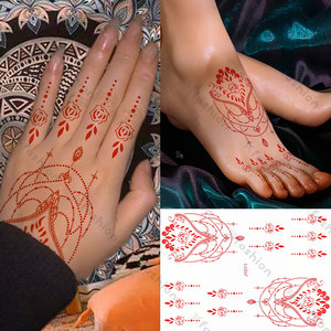 Amazon vendita calda hennè rosso Mehndi Design elegante trasferimento d'acqua autoadesivo temporaneo <span class=keywords><strong>tatuaggi</strong></span> In India arabo <span class=keywords><strong>per</strong></span> le mani - Product Image 3