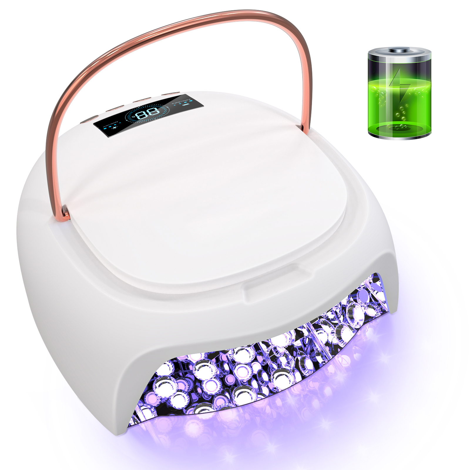 Portable 80W UV LED Gel Curing Lamp with 15000mAh Battery Auto Sensor for Home Manicure and Nail Tech Studio
