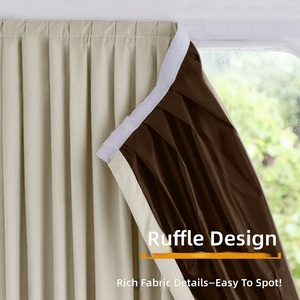 Rideau d'intérieur occultant complet pour porte vitrée, nouveau modèle 2024, couleur crème, installation sans perçage, pour portes plates/baies/octogonales, idéal hiver - Product Image 4