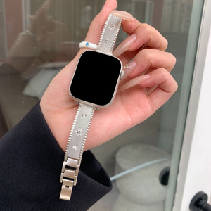 Correa de reloj de metal con diamantes para mujer, compatible con Apple Watch Series 10/9/8/7/SE/6/5, pulsera de lujo, accesorio de repuesto para iWatch - Product Image 1