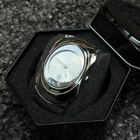 Jam Tangan Fashion Y2K Vintage Mewah Bentuk Tidak Beraturan dengan Tali Baja Tahan Karat, Casing Titanium, dan Dial Penunjuk Bercahaya.