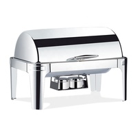 Meilleure qualité Rectangle Restaurant service Buffet en métal taille complète en acier inoxydable Roll Top chauffe-plat